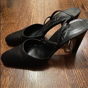 Calvin Klein Black Leather Sandals Size 7